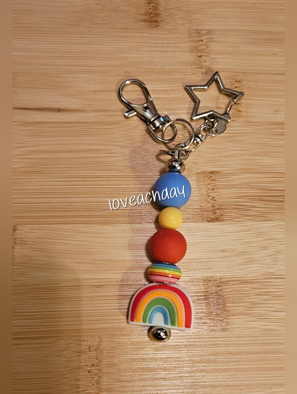 🌈Rainbow Charm Keychain - Blue, Yellow, Red